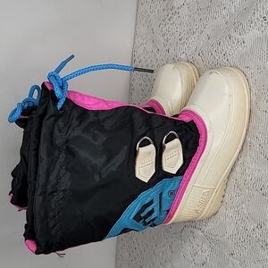 Sorel toddler pull on blue pink winter snow boots sz 8 toddler